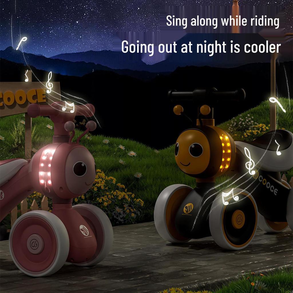 Children's 4-Wheel Balance Bike & Walker for Ages 1-6: Anti-Rollover Toddler Ride-On Toy