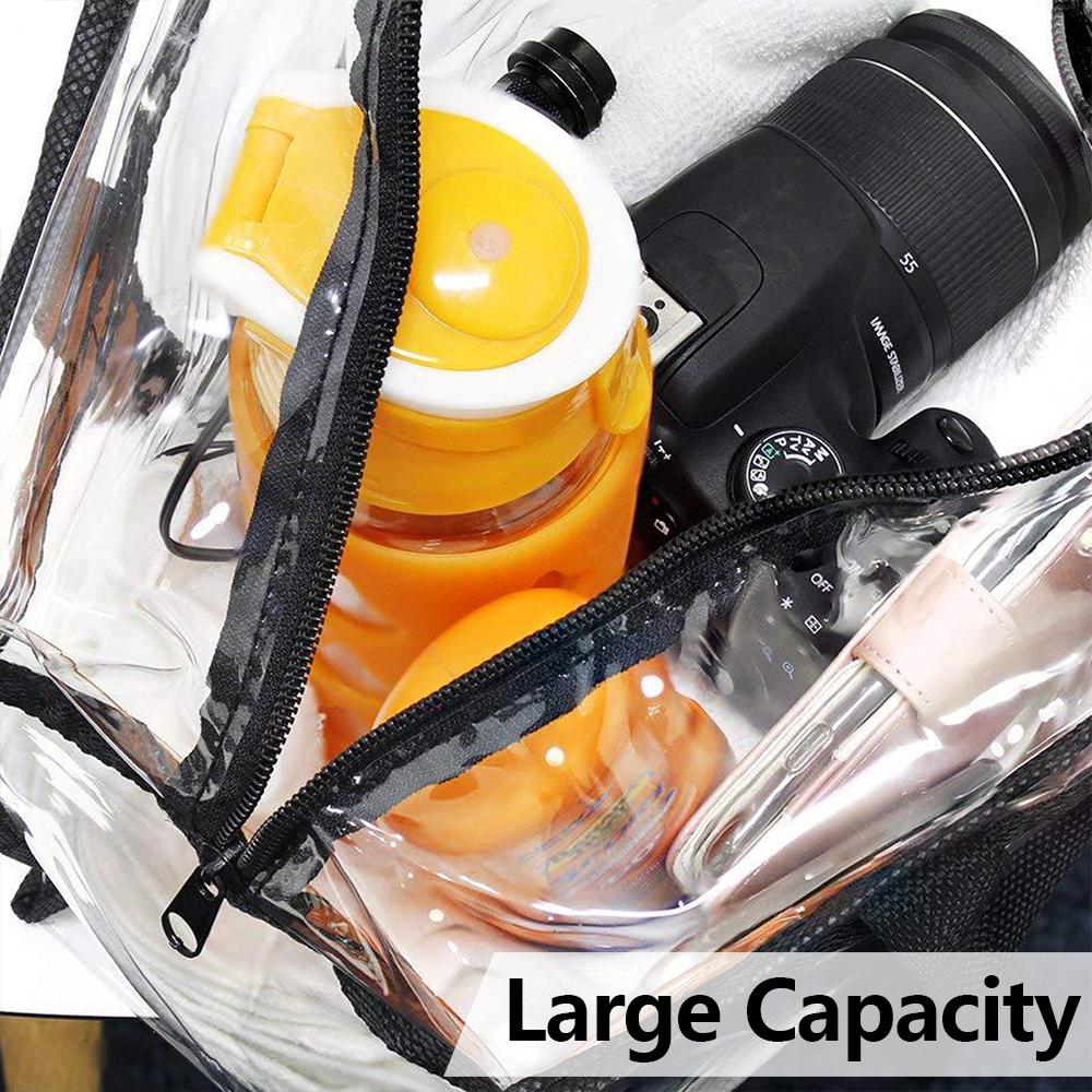 2/4Pcs Large Capacity Clear Tote Bags Multipurpose Clear Lunch Bag with Zipper Flexible Transparent Shoulder Bag for Work School