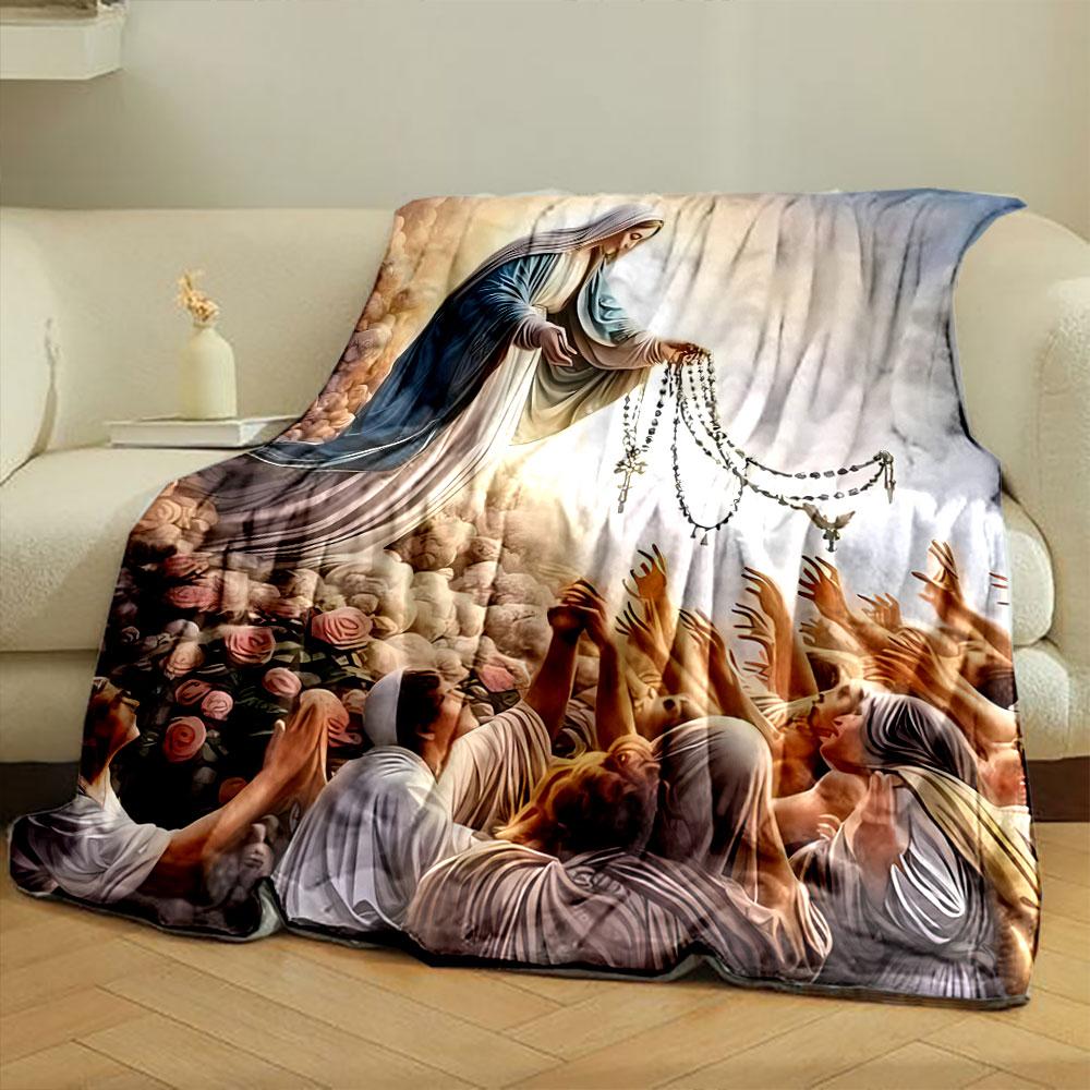Our Lady of the Rosary Devotees Blanket Printed Blanket for Living Room Bed Couch lunch break Soft Cozy Blanket for Friend's festival Gift