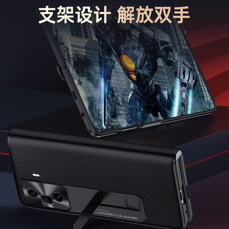 Premium Genuine Leather Flip Case Honor Magic Vs3 With Built-in Kickstand Magnetic Full Protection Screen Protector