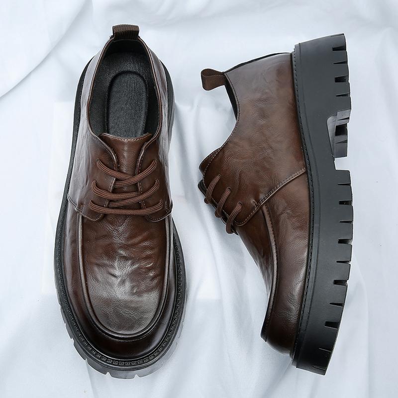 Kožené Pánské Boty Pánské Oxfordky Platforma Silná Podrážka Brogue Boty Muž Svatba Společenská Obuv Klasické Business Formální Boty