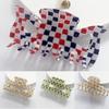 Multicolor Plaid Hair Claw French Design Non Slip Acetate Hollow Hair Barrettes Ponytail Decoration Fashion Hair Props