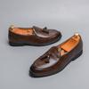 Street Fashion Men's Loafers Slip-ons Genuine Leather Brown Casual Business Dress Shoes Party Wedding Mens Footwear