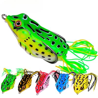 Top Water Frog Fishing Lure Soft Bait Pike Wobblers Artificial Bait 5.5 12g  Fishing Tackle Ray Frog With Feather Fishing Tool