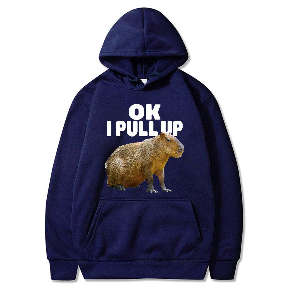 Ok I Pull Up Capybara Felpa con cappuccio con stampa grafica Felpe con cappuccio vintage casual alla moda unisex Pullover gotici Harajuku Streetwear