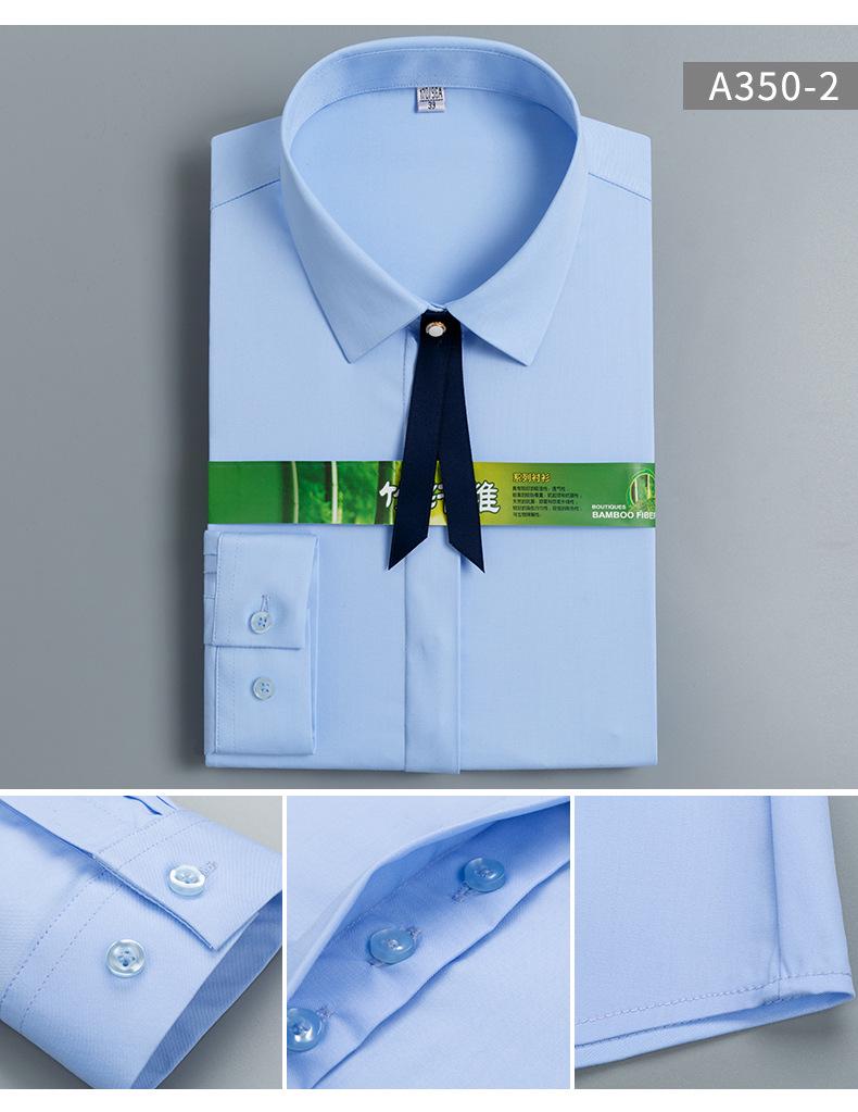 Damska koszula formalna z długim rękawem z włókna bambusowego - Biała, Niegniotliwa