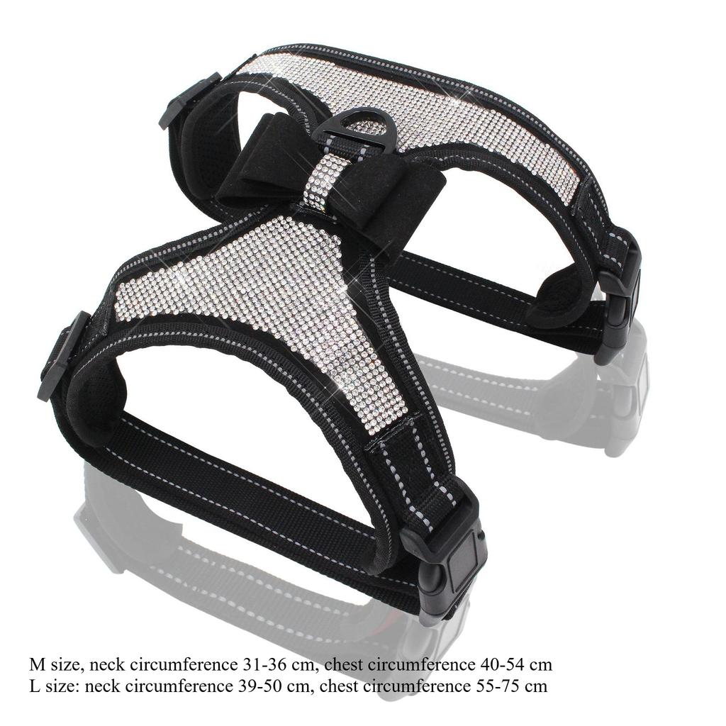 Popular Rhinestone Pet Chest Strap Punch Dog Chest Strap Reflective Nylon Strap Dog Leash