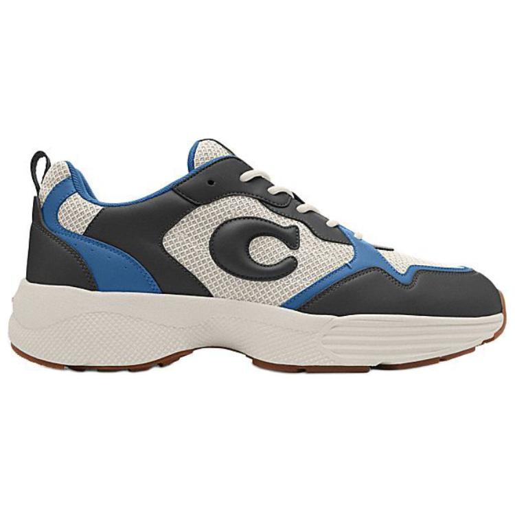 Coach Strider Fabric Thick Sole Lace-Up Round Toe Low-Top Casual Shoes Men Sneakers Sky-Blue CU288-V5K