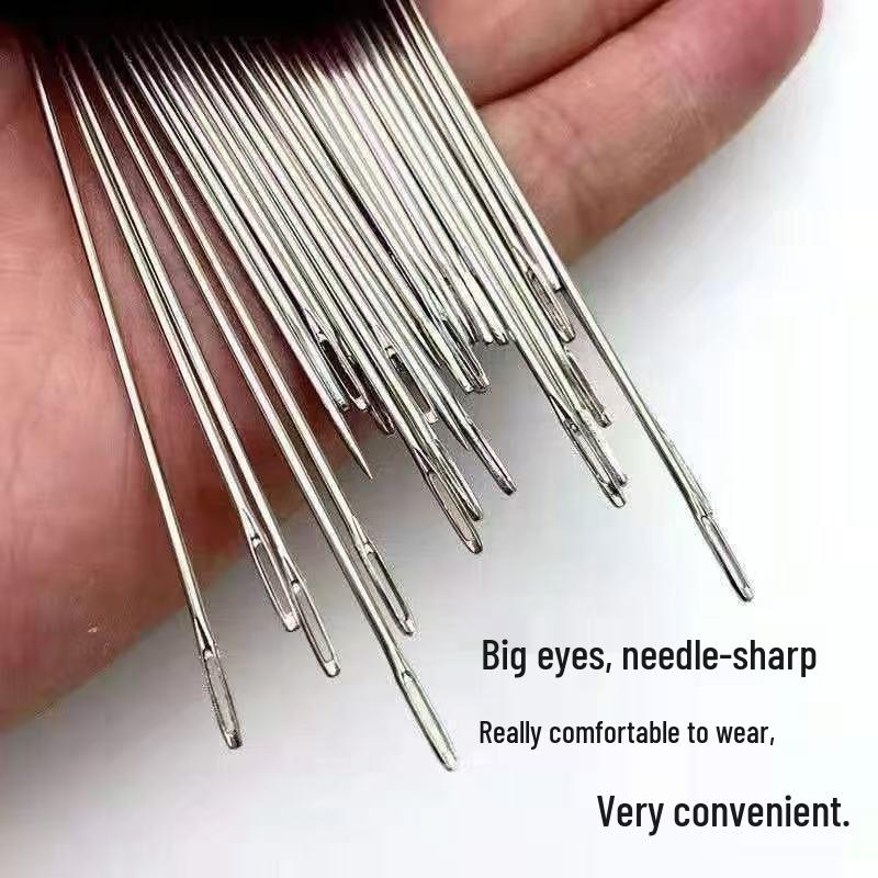 34-Piece Large Eye Steel Needle Set for Sewing Clothes and Quilts, Complete Beginner Hand Sewing Kit