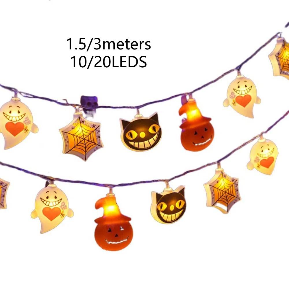 Pumpkin Ghost Lamp String 10/20Lights Halloween Party Props Atmosphere Lamp Light  Haunted House