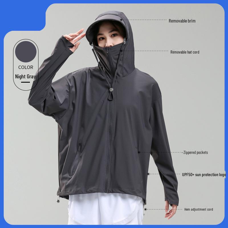 LULU OIOI Unisex Eisseiden-Sonnenschutzjacke mit breiter Krempe, Anti-UV, dünn und atmungsaktiv für Sommer-Outdoor-Aktivitäten.