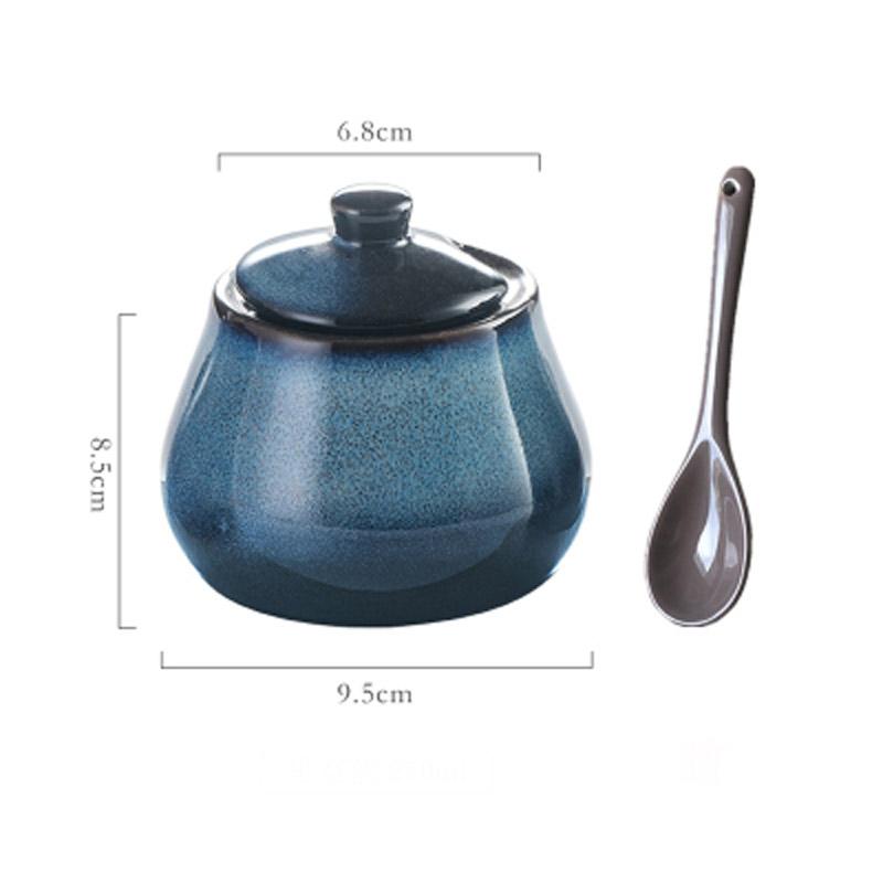 

Japanese-style Ceramic Seasoning Pot Household Creative Kitchen Oil Salt Sugar Monosodium Glutamate Condiment Box Oil Pourer