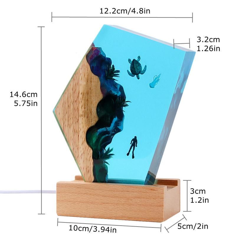 Creative Seabed World Organism Diving Exploration Nuclear Epoxy Resin Shark Turtle Desk Accessories Home Room Decor Night Light
