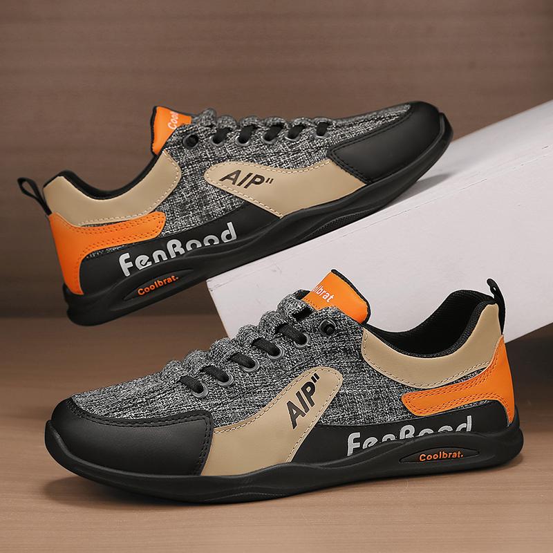 Fashion 2025 Men's Sneakers Summer Fashion Lazy Work Shoes New Trend Leather Splicing Breathable Mesh Sneakers Shoes Tenis Masculino