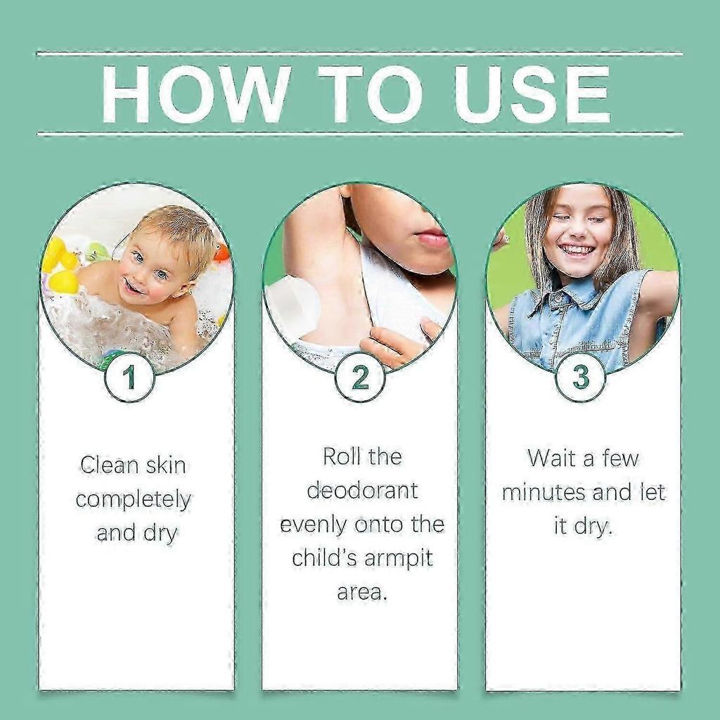 Natürliches Deodorant für Kinder und Jugendliche, Aluminiumfrei, Hypoallergenes Deodorant, Roll-on Achselschweißreiniger