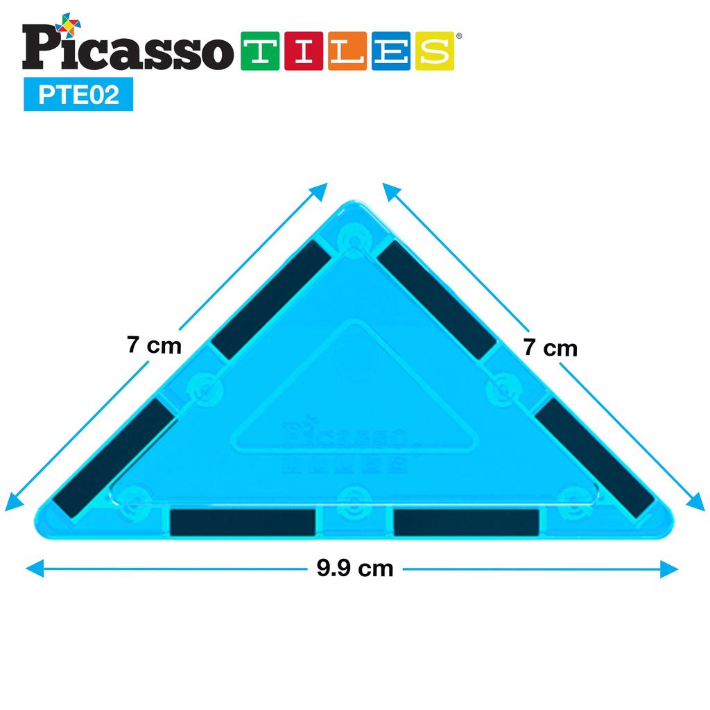 PicassoTiles 12 Pcs Magnetic Building Block Set Right Triangle Magnet Tiles Construction Toy STEM Learning Kit Educational Playset Playboard Pretend