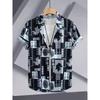 Palmshadow Herrenhemd 3D-Druck Camisa Ärmelhemd Atmungsaktiv Business Urlaub Alltag Outdoor Kurzarmhemd