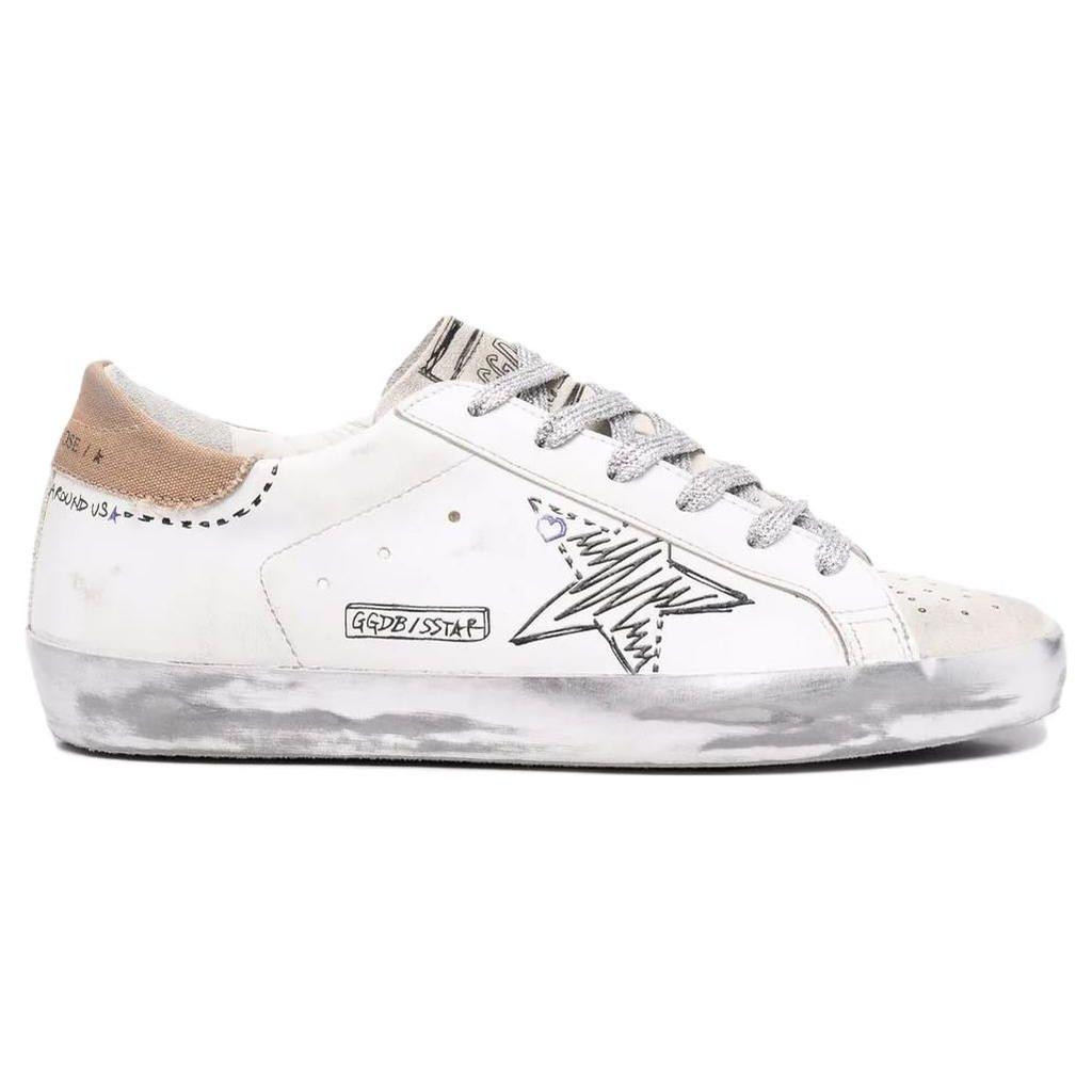 adidas Golden Goose Superstar Sliten Markörpenna Effekt Dam Sneakers Vit Brun Silver GWF00270-F002479-81504