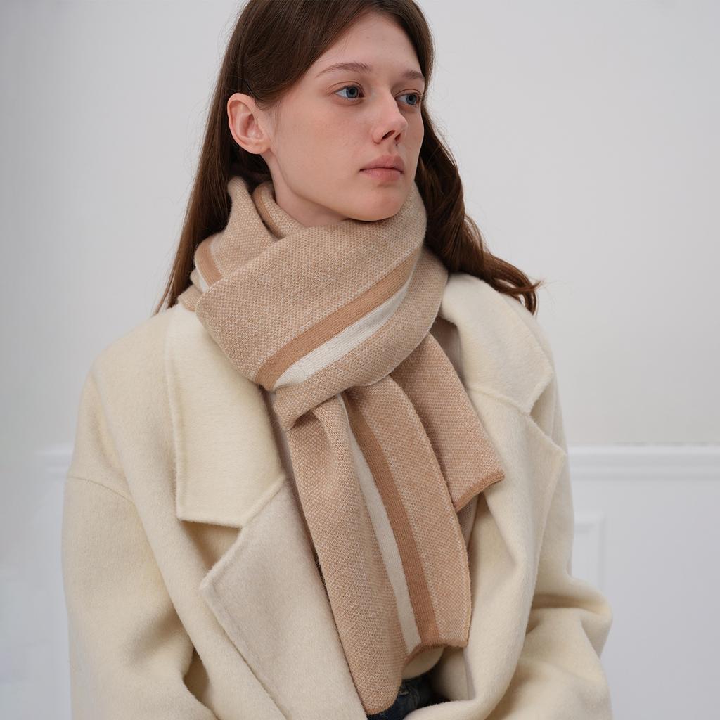 New Thickened Warm Shawl Arctic Fleece Three-Color Checkered Knitted Scarf Women's Autumn and Winter