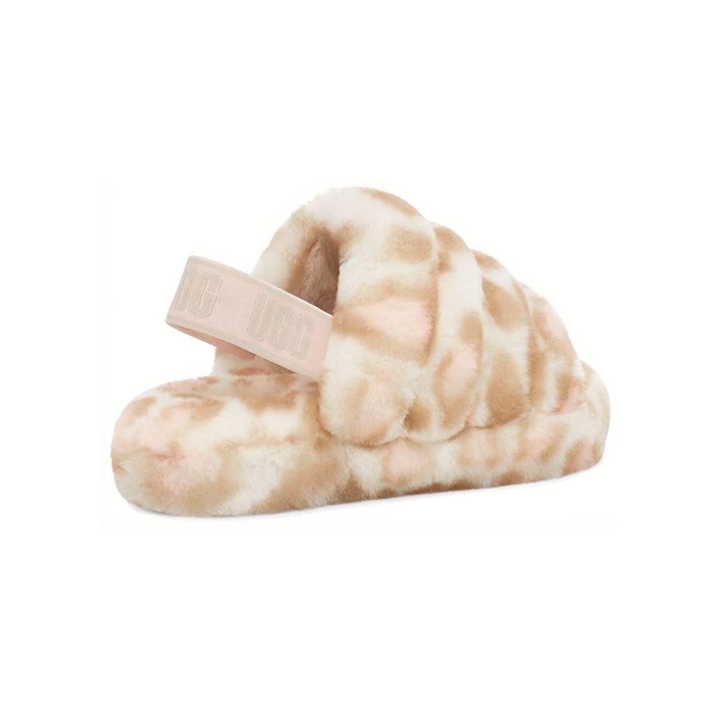 UGG Fluff Yeah Leopard Print Open Toe Sandals Kids Sandals White 1123640K-WHT