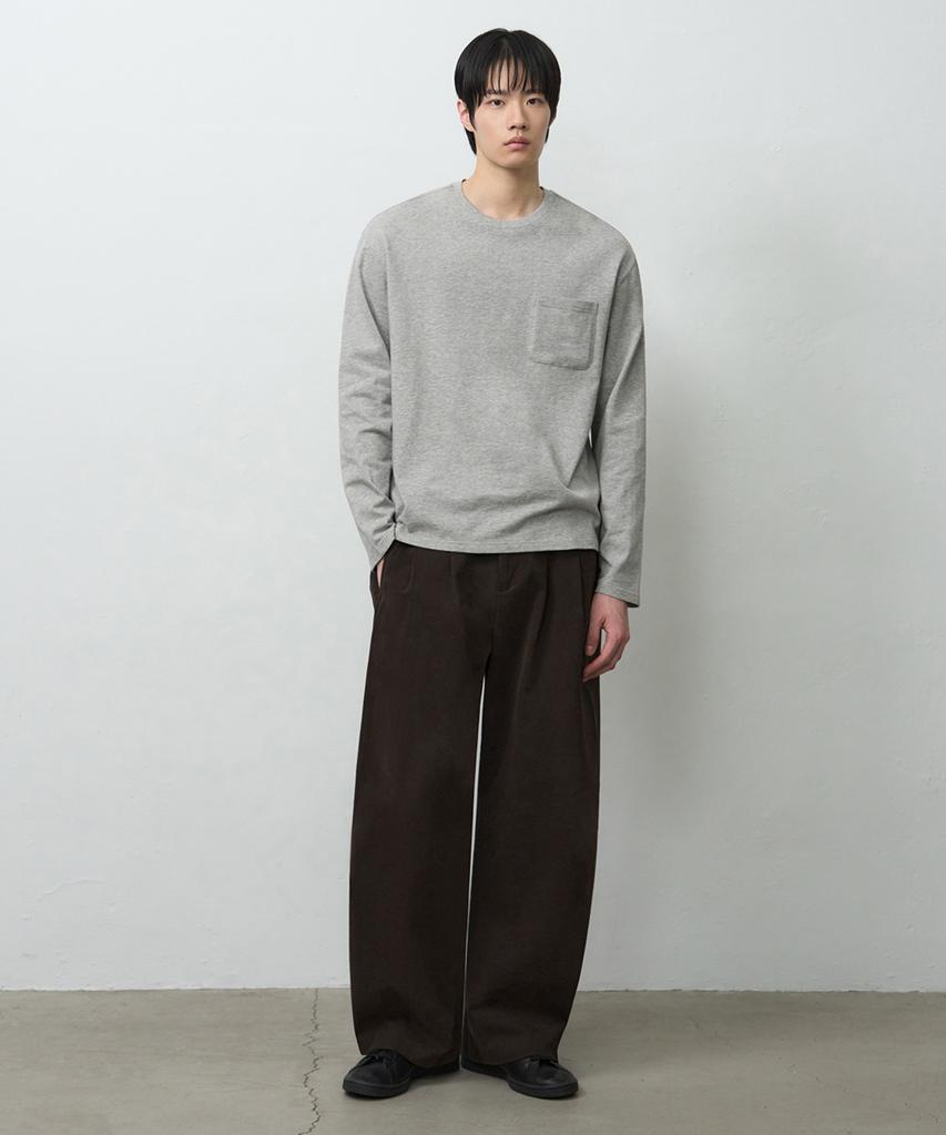 DRAW FIT Hail Cotton Pocket Long Sleeve T-Shirt [M.Grey]