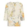 Women’s V Neck 3/4 Sleeve Blouse with Large Floral Print Relaxed Fit Lightweight Casual Top for Daily Wear