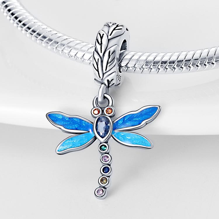 Charms Original Copper Blue Animal Dragonfly Pendant Beads Fit Bracelet Diy Fine Gift Women Delicate Jewelry