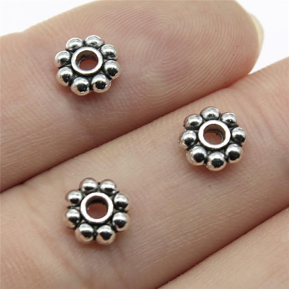 40pcs Antique Silver Color Small Spacer Beads Charm Pendants Jewelry Accessories DIY Small Spacer Beads Charms