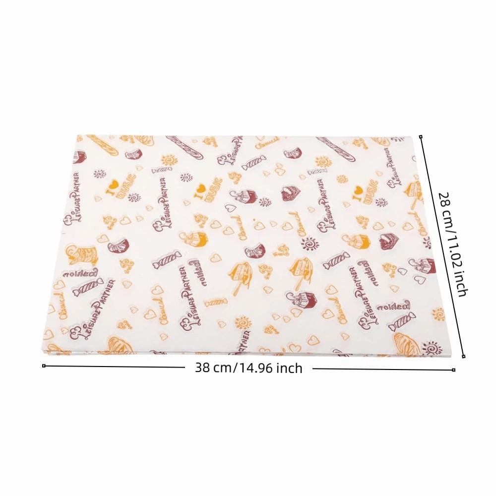 50pcs Non-Stick Baking Paper Oil-Proof Fryer Paper Disposable Sandwich Wrapping Paper  Pizza