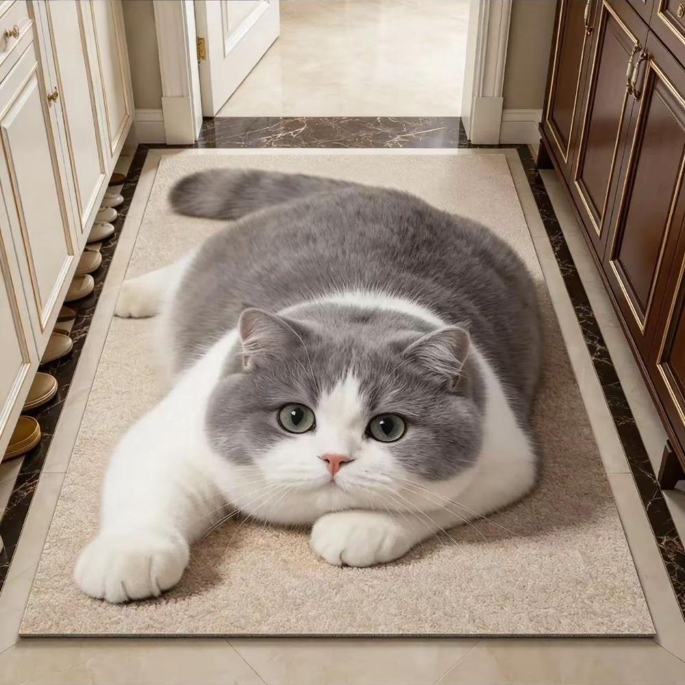 Realistic Bathroom Carpet Diatomaceous Earth Bedroom Door Rug Cute 3D Cat Floor Mat Home Decor