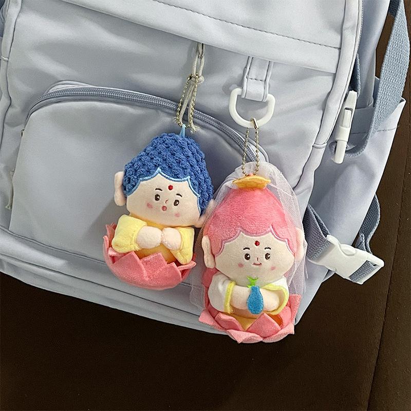 Cartoon Buddha Plush Toy Creative Buddha Stuffed Doll Keyring Backpack Couple Pendant Cute Plush Dolls Keychain For Kid Gifts