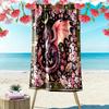 Vintage Floral Dragon Print Strandtuch, Großes Weiches Schnelltrocknendes Handtuch für Strand Camping Schwimmen