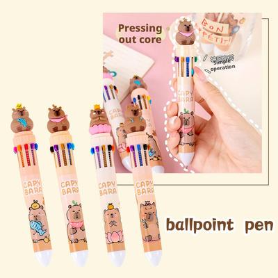 10 Colors Ballpoint Pen Capybara 0.5mm Colorful Ink Gel Pens Silicone Kawaii Pens School Office Supplies Stationery Supplies