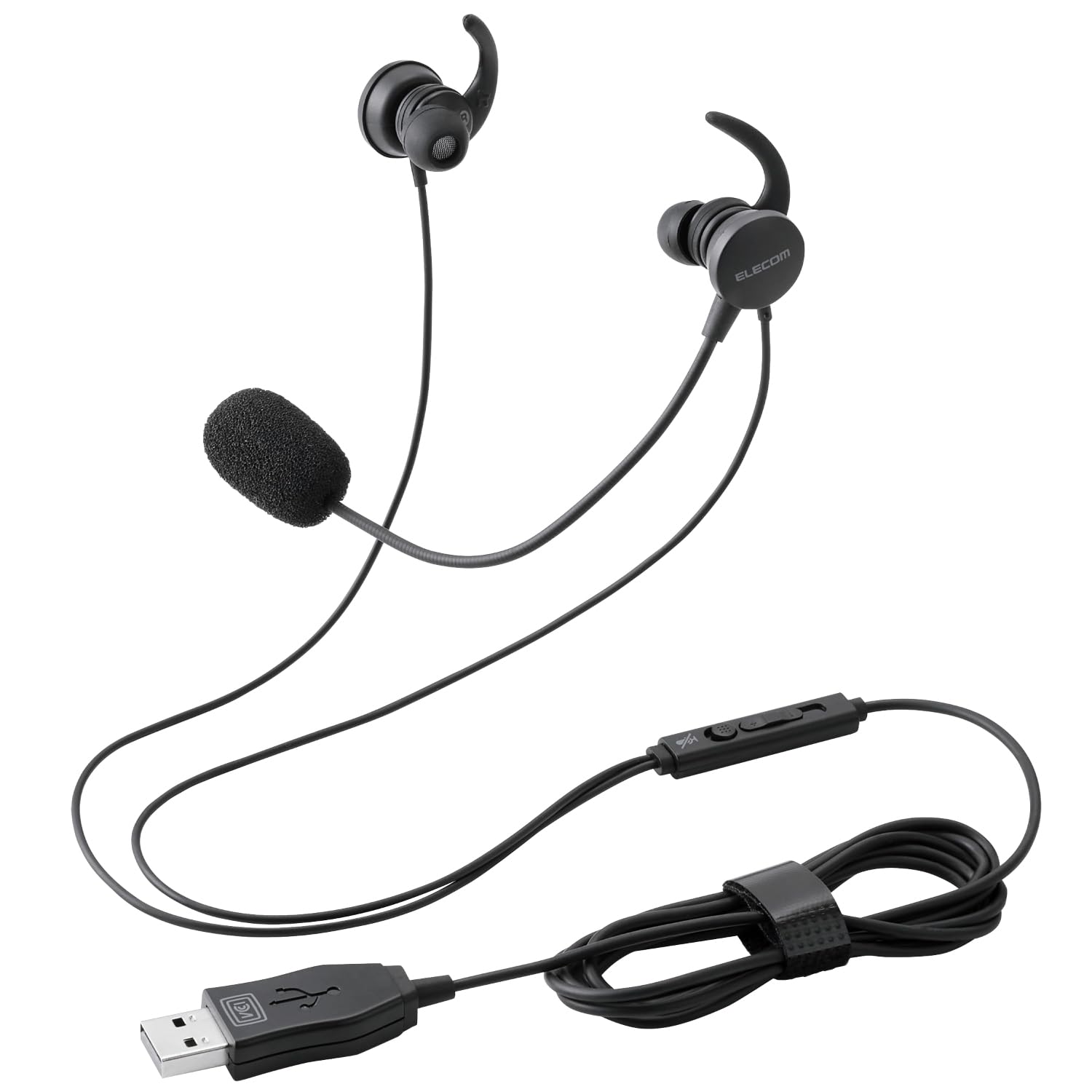 

Elecom Проводная USB-гарнитура с микрофоном, канального типа, на оба уха, черная, внутриканальная, HS-EP21SUBK чёрный