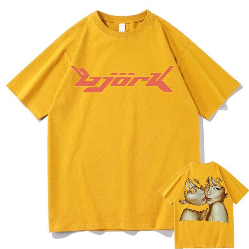 1990 Bjork Heavy Concert Vintage Tshirt Hip Hop Music Album Double Sided Print Oversized Tshirt Men Women Fashion Casual Tees