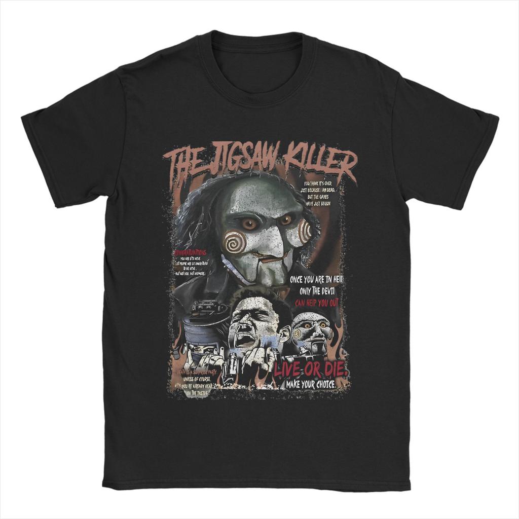 Casual Vintage Saw Movie  T-Shirt Men's Crewneck Short Sleeve Clothes Halloween  Cotton Summer Top Tee