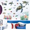 DIY Ocean Scene Wall Art Glow In The Dark Stickers, Luminous Sea Turtles Tropical Fish Coral Creative Nursery Decorations Reefs Decals, Waterproof PVC