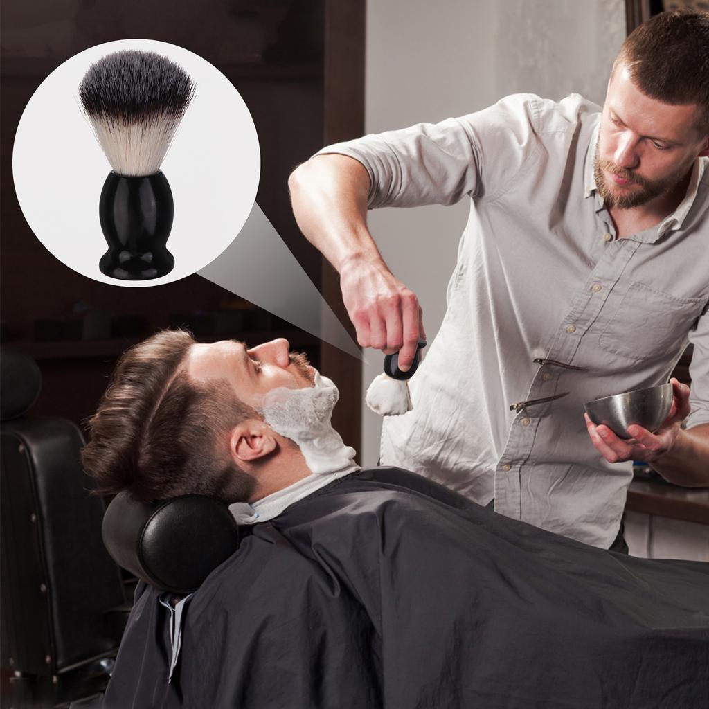 7Pcs Men Shaving Brush Wood Handle, Professional Salon Tools Hand Crafted Shaving Brush Wood Handle Black Wood Handle Shave Brus