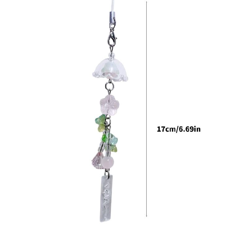 Handmade Resin Jellyfish Beaded Keychain Wind Chime Inspired Phone Strap Lightweight Stylish For Travel Photography