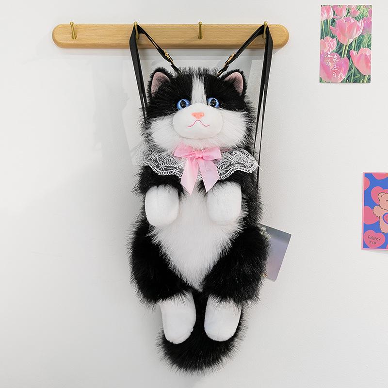 Cross-border Cat Doll Backpack: Plush Simulation Double Shoulder Toy, Ideal Gift for Girls