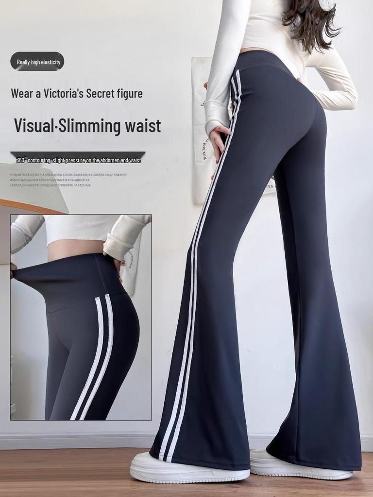 Women's High Waist Micro-Flare Pants - Autumn/Winter Velvet, Slimming, Plus Size, Casual Outer Wear