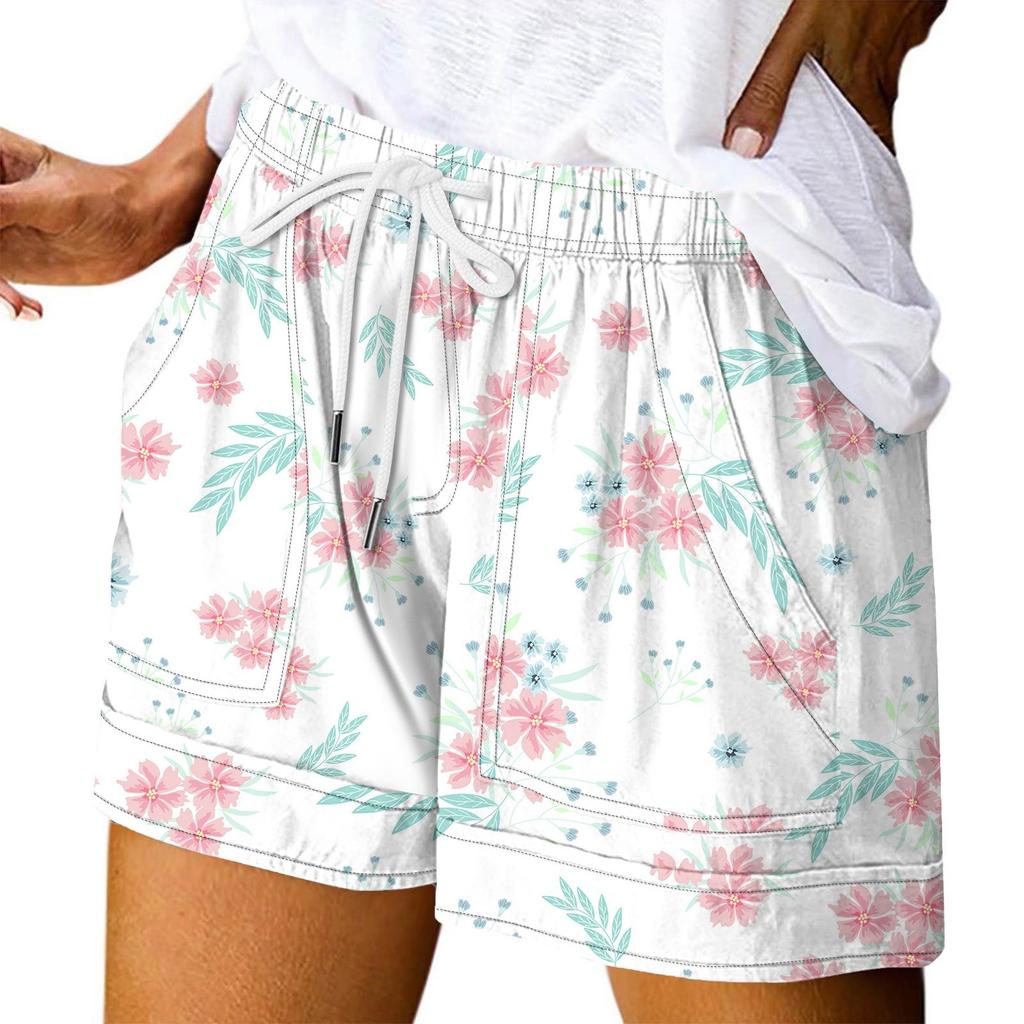 Damen Casual Sommer Elastische Strandshorts Print Casual Shorts