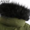 BITCED Fall/Winter Puffer Jacket for Women with Fleece Lining, Fur Collar, Hooded Warm Coat, Loose-Fit Cotton Jacket
