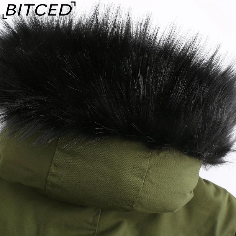 BITCED Fall/Winter Puffer Jacket for Women with Fleece Lining, Fur Collar, Hooded Warm Coat, Loose-Fit Cotton Jacket