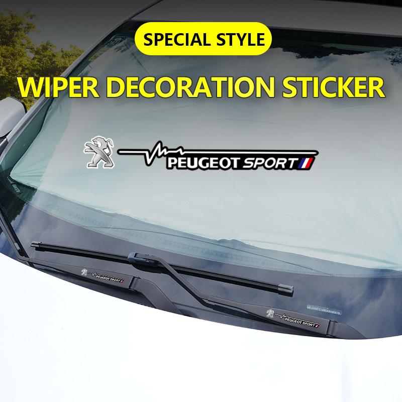 2Pcs Car Emblem Stickers Auto Decors Wiper Decals Accessory For Peugeot 5008 508 408 4008 308 3008 208 2008 Landtrek Rifter