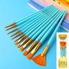 New 12Pcs Nylon Bristle Brush Set Flat Brushes Watercolor Oil Paint For Artists Amateur And Acrylic Paintings Fabric Brushes