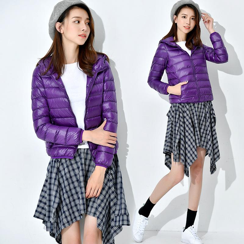 Winter Ultra-thin Down Jacket Women's Light and Short Slim-fit Hooded Large-size Ultra-light and Fattened Couple Slim-fit Jacket