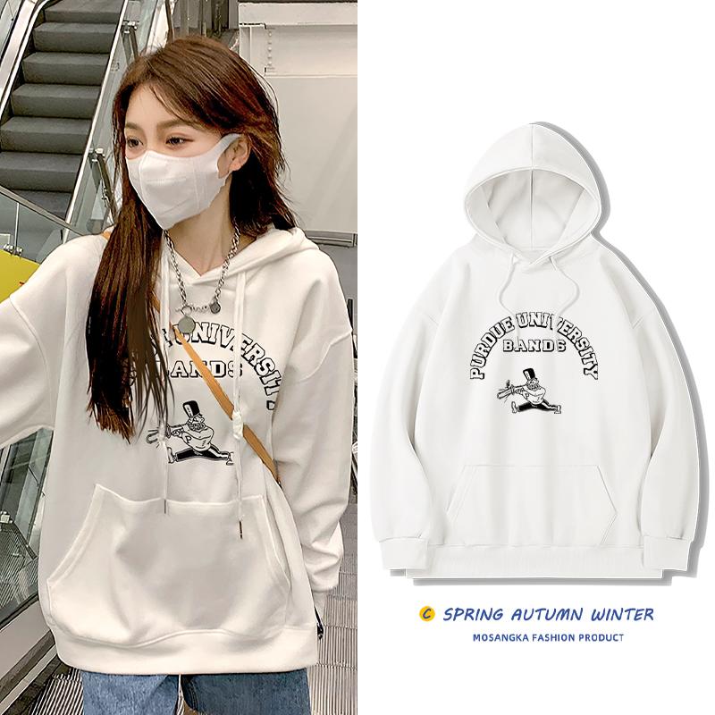 

Женский свободный тонкий свитер с капюшоном большого размера