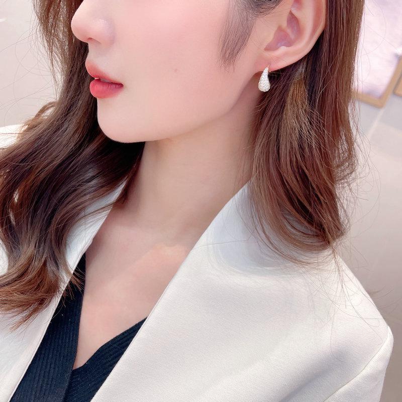 Elegant Zirconia Water Drop Copper Earrings for Women - Versatile, Fashionable, and High-End Feel.