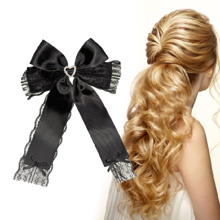 Elegant Bows 2000s Black Balletcore Hair Clip Elaborate Flat Clip Balletcore